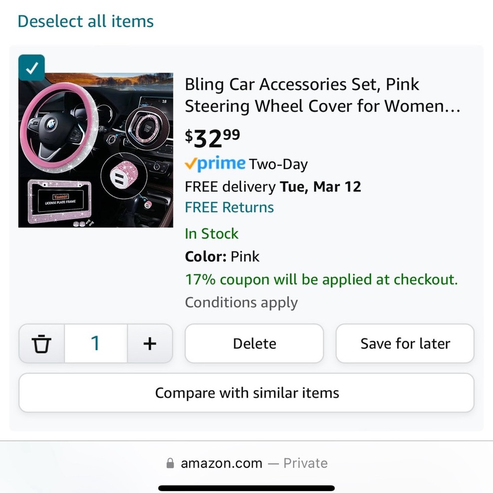Bling car accessories set